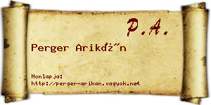 Perger Arikán névjegykártya